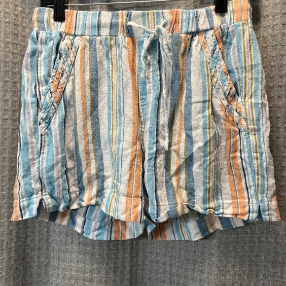 Briggs Linen Blend Blue and Orange Bermudas with Vertical Stripes summer wear - Picture 1 of 5
